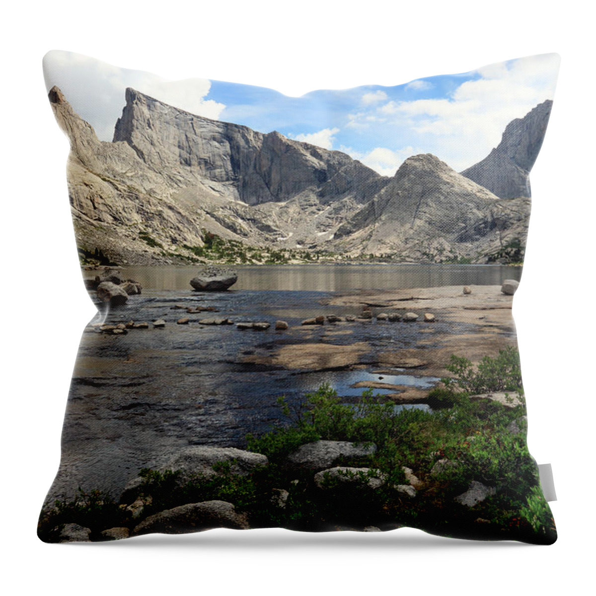 Wyoming Throw Pillow featuring the photograph Deep Lake and Temple Mountains by Brett Pelletier