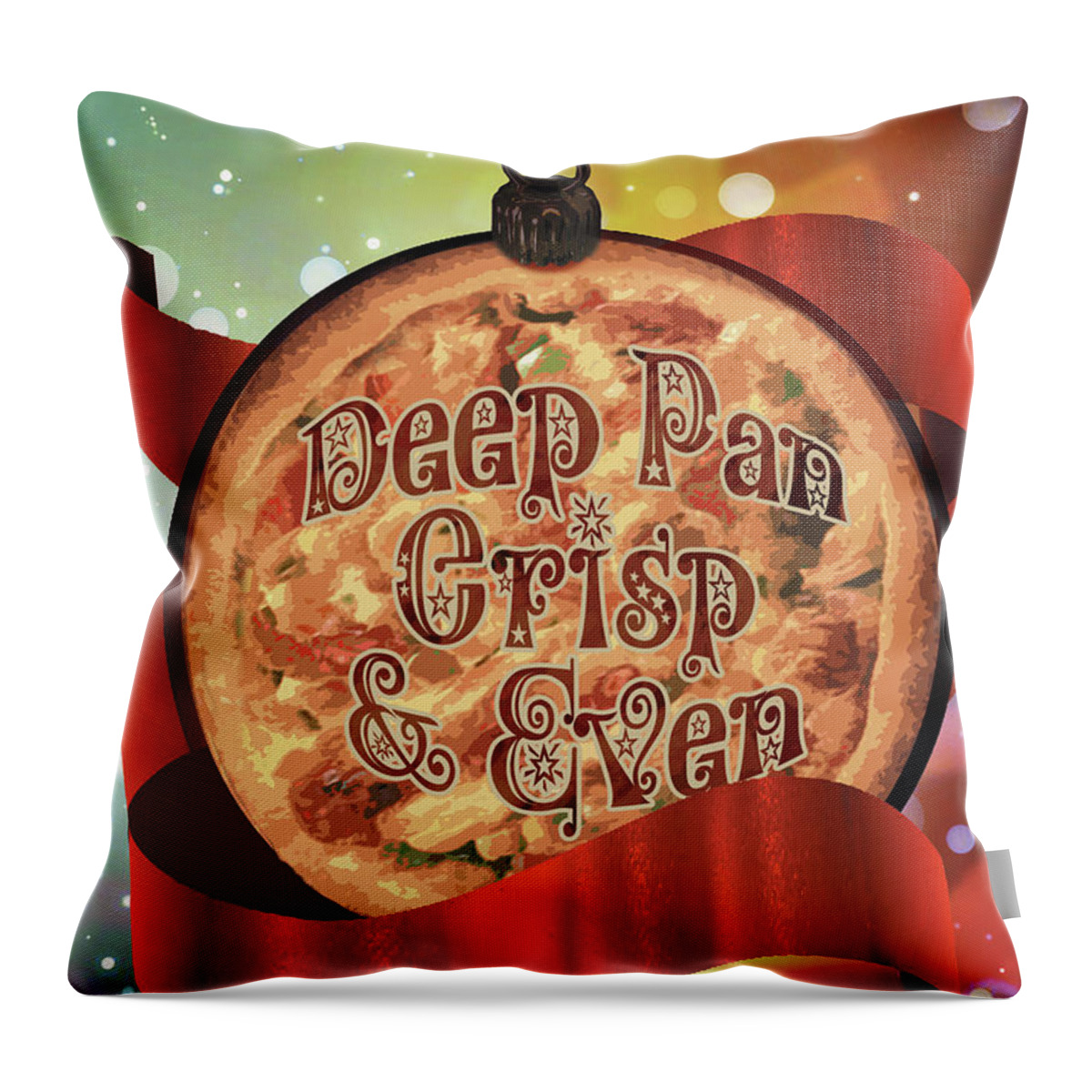 Christmas Xmas Cards From Big Fat Arts Gallery Throw Pillow featuring the digital art Deep Pan Crisp and Even by Big Fat Arts