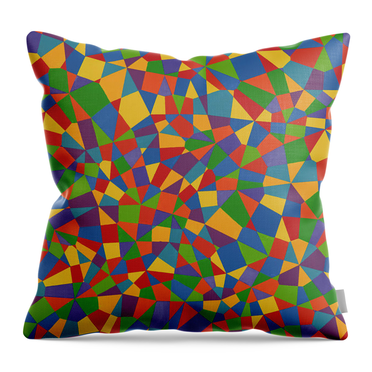 Abstract Throw Pillow featuring the painting Delaunay Triptych Panel 2 by Janet Hansen