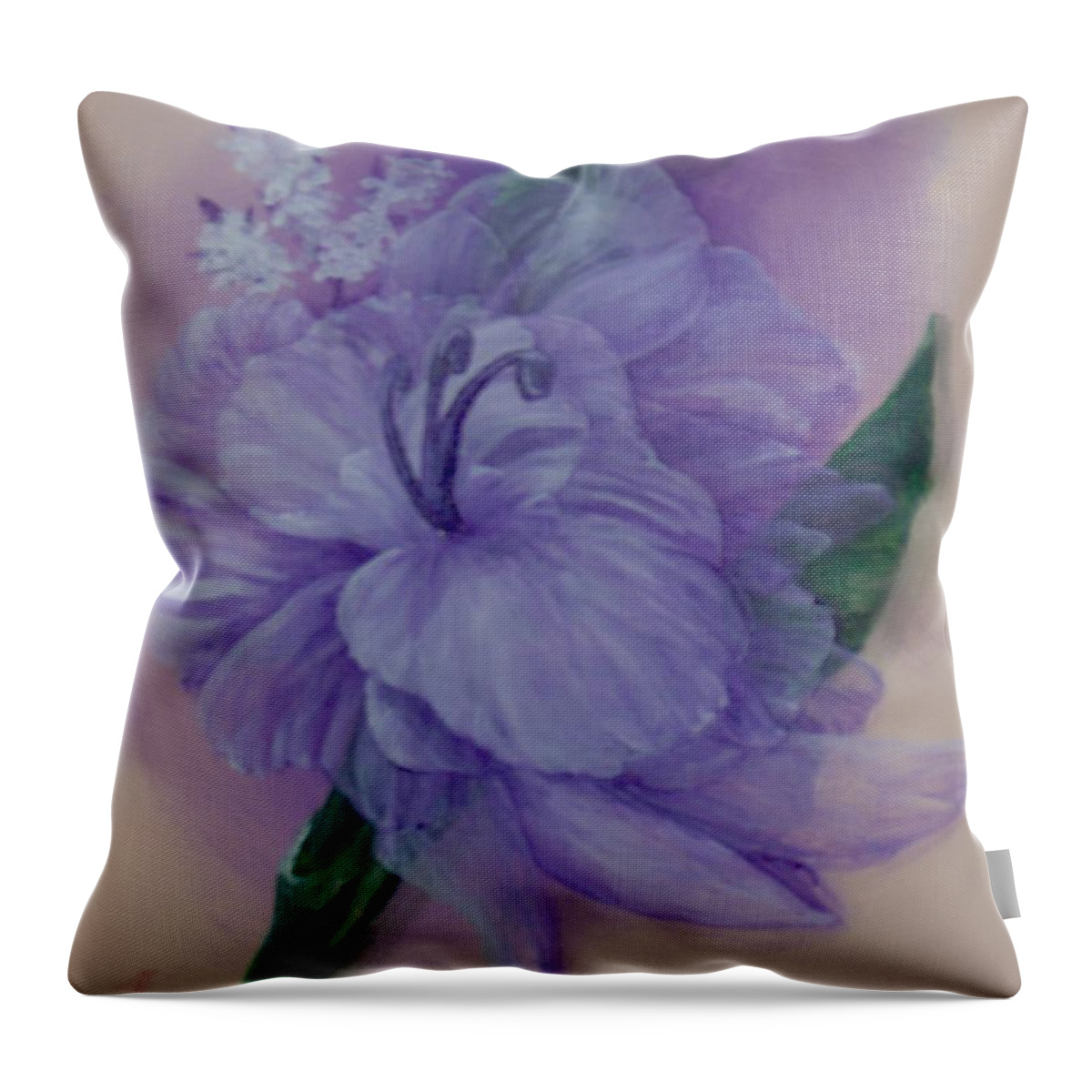 Flower Throw Pillow featuring the painting Delicacy by Saundra Johnson
