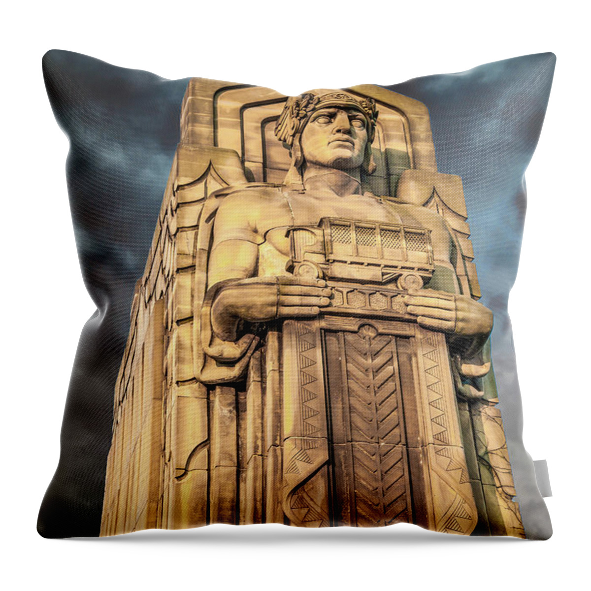Hope Memorial Bridge Throw Pillow featuring the photograph Delivery Truck Guardian by Lon Dittrick
