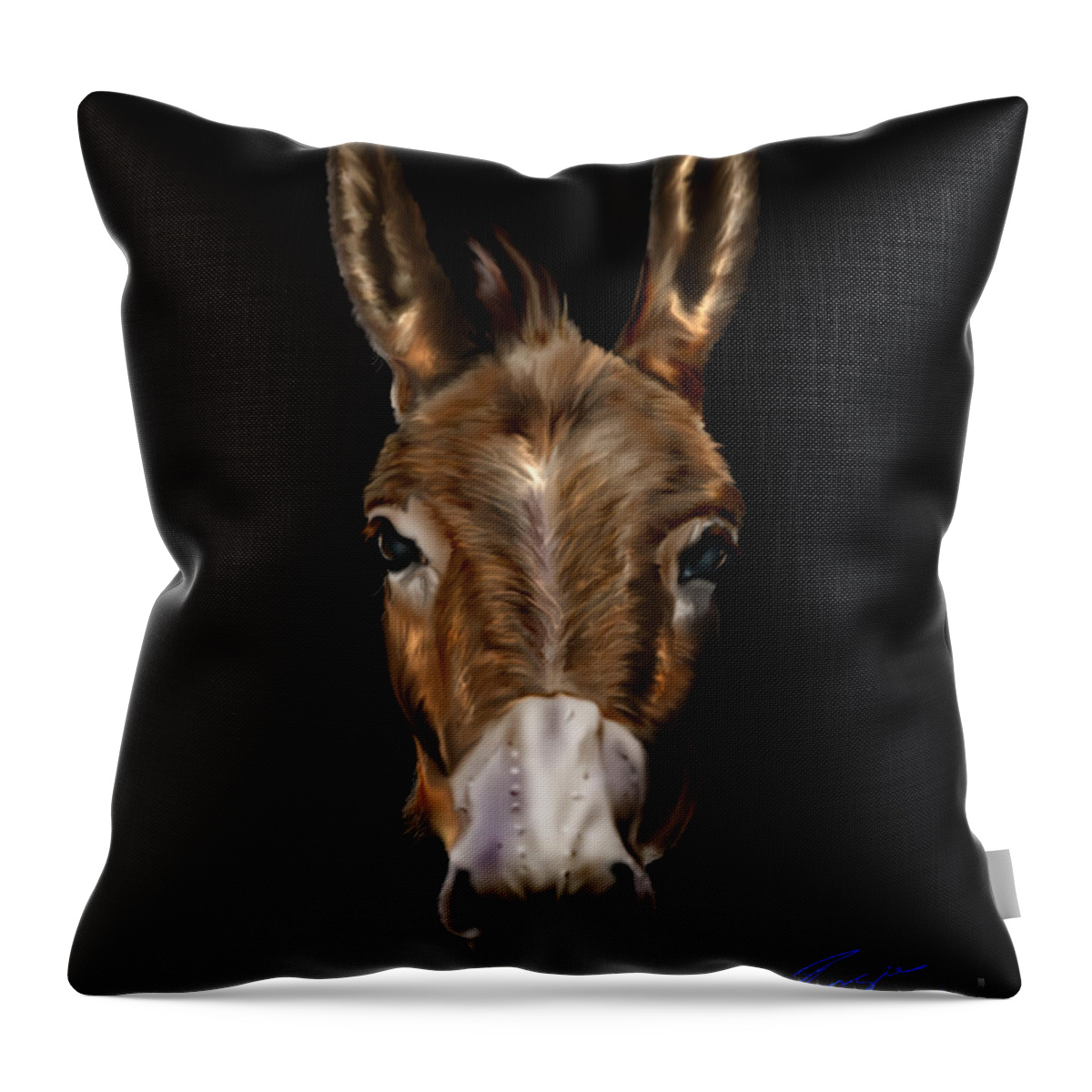 Horse Throw Pillow featuring the painting Dem-Donkey by Reggie Duffie