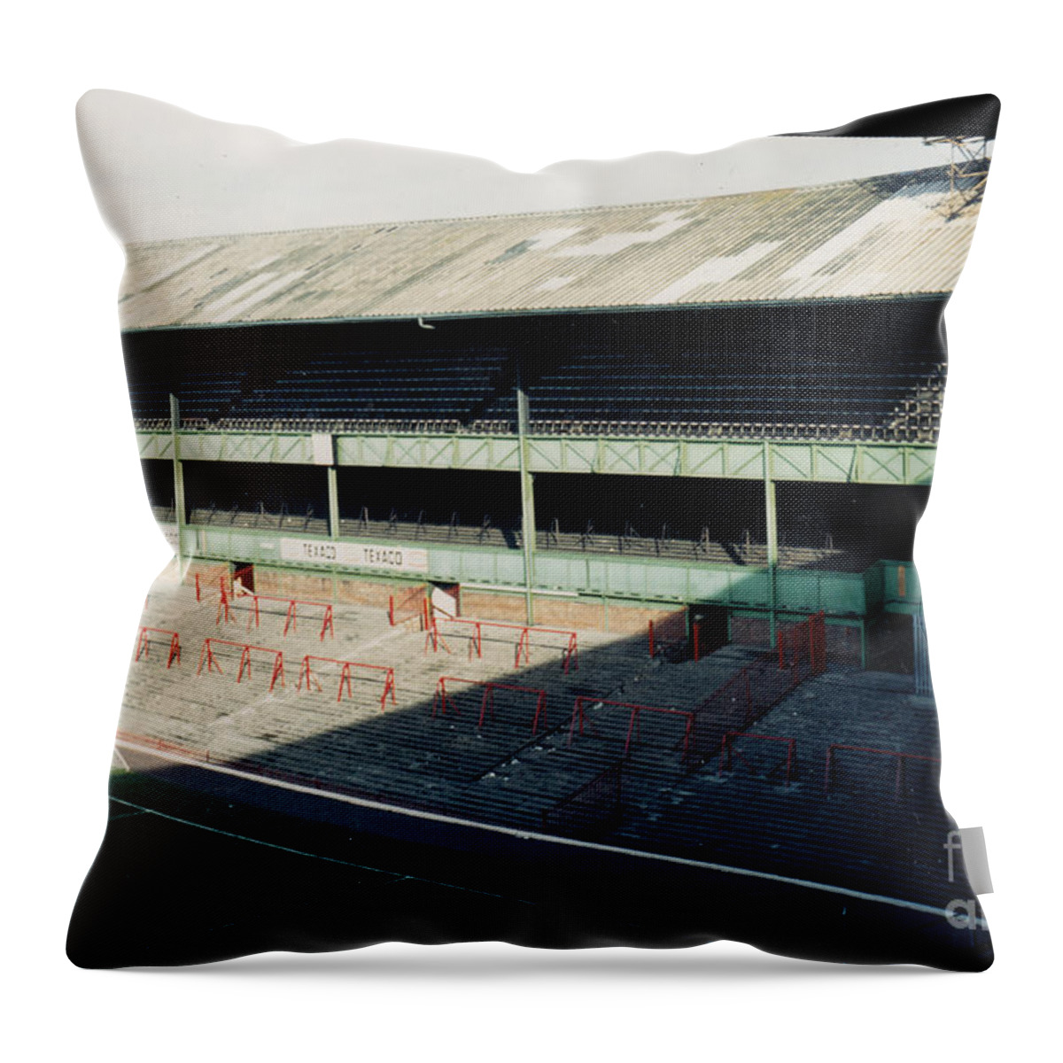 Derby County Throw Pillow featuring the photograph Derby County - The Baseball Ground - North Stand Osmanston End 1 - September 1970 by Legendary Football Grounds