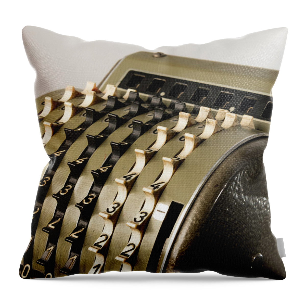 Details of a old vintage mechanical calculator Throw Pillow by Stefan Rotter  - Pixels