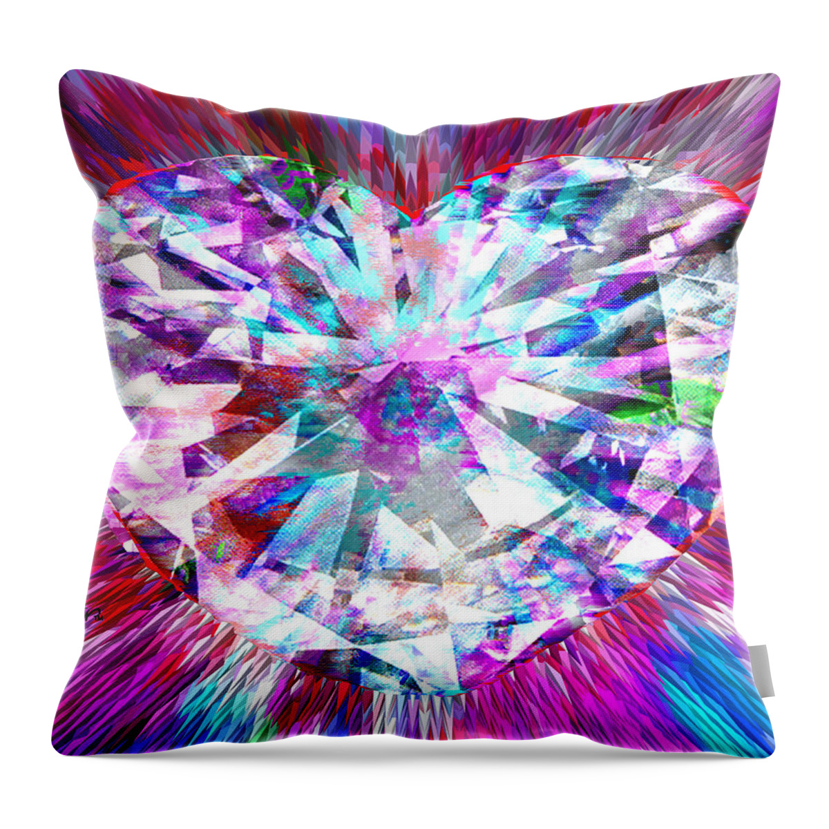 Diamond Throw Pillow featuring the digital art Diamond Heart by Seth Weaver