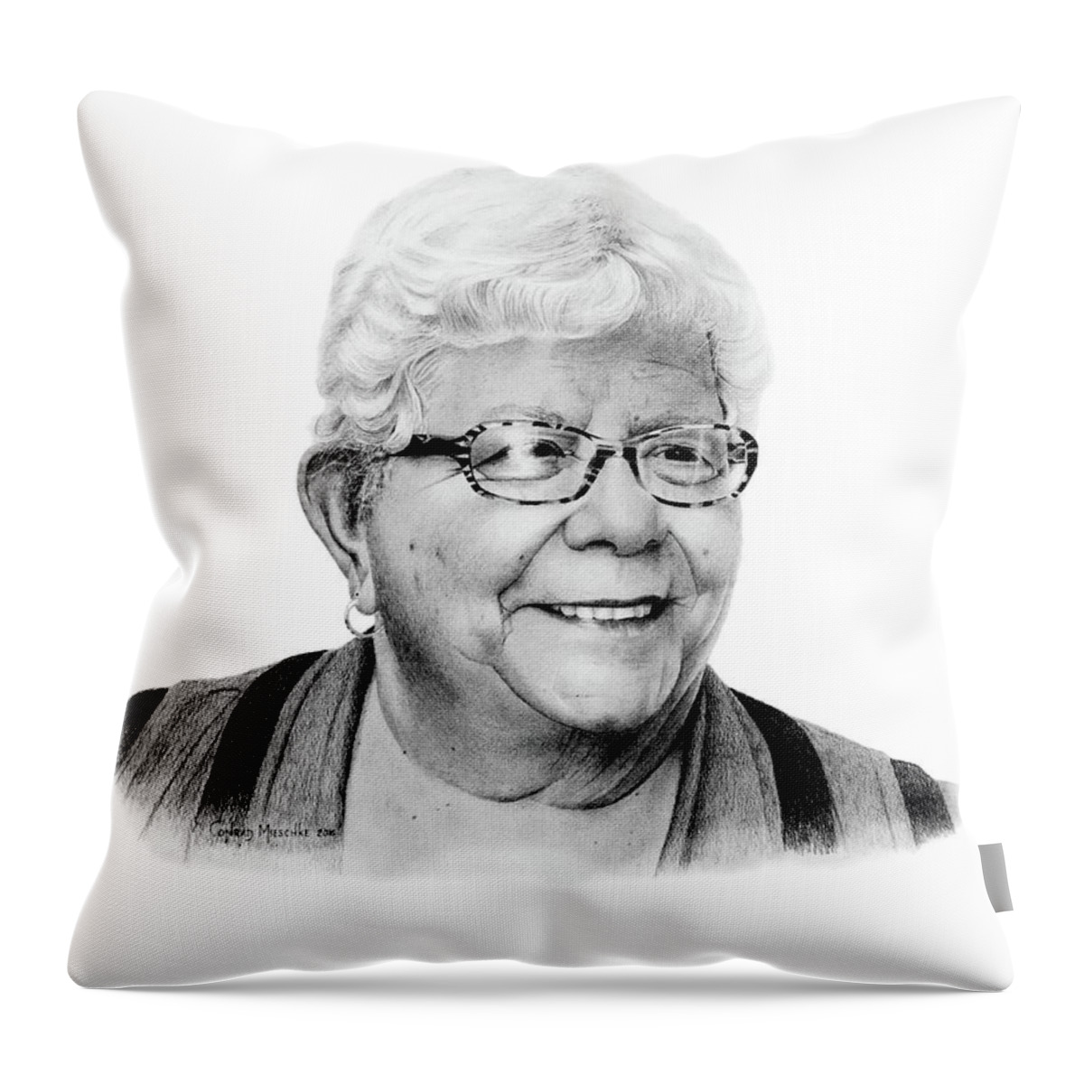 Portrait Throw Pillow featuring the drawing Dianne by Conrad Mieschke
