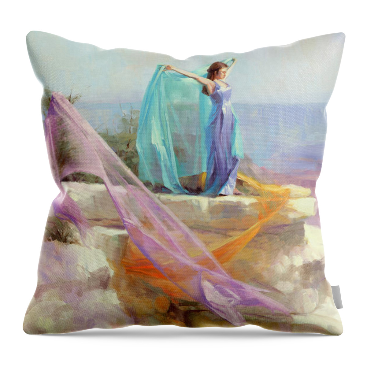 Southwest Throw Pillow featuring the painting Diaphanous by Steve Henderson