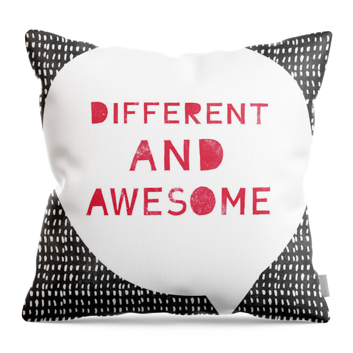 Quote Throw Pillow featuring the mixed media Different And Awesome Red- Art by Linda Woods by Linda Woods