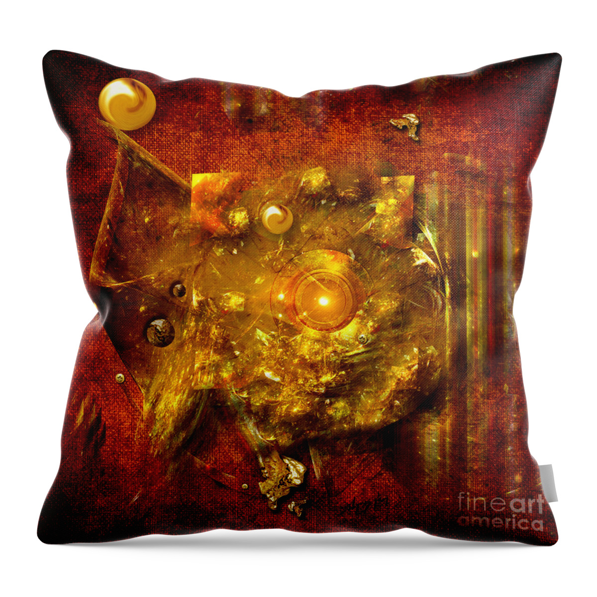 Gold Throw Pillow featuring the painting Dimension hole by Alexa Szlavics