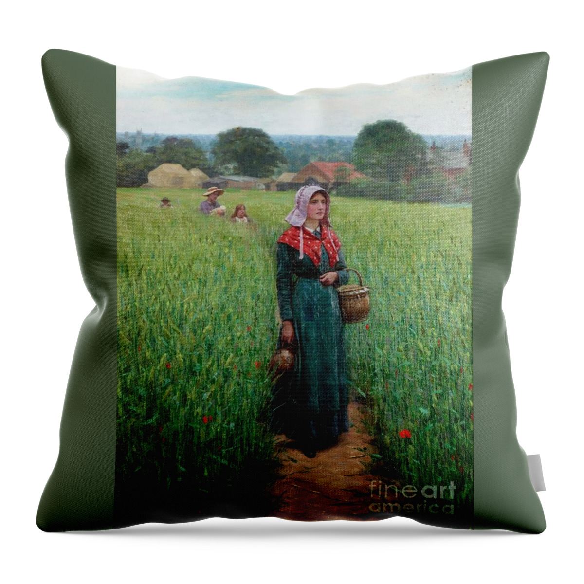 Edmund Blair Leighton - Dinner Time 1918 Throw Pillow featuring the painting Dinner Time by MotionAge Designs