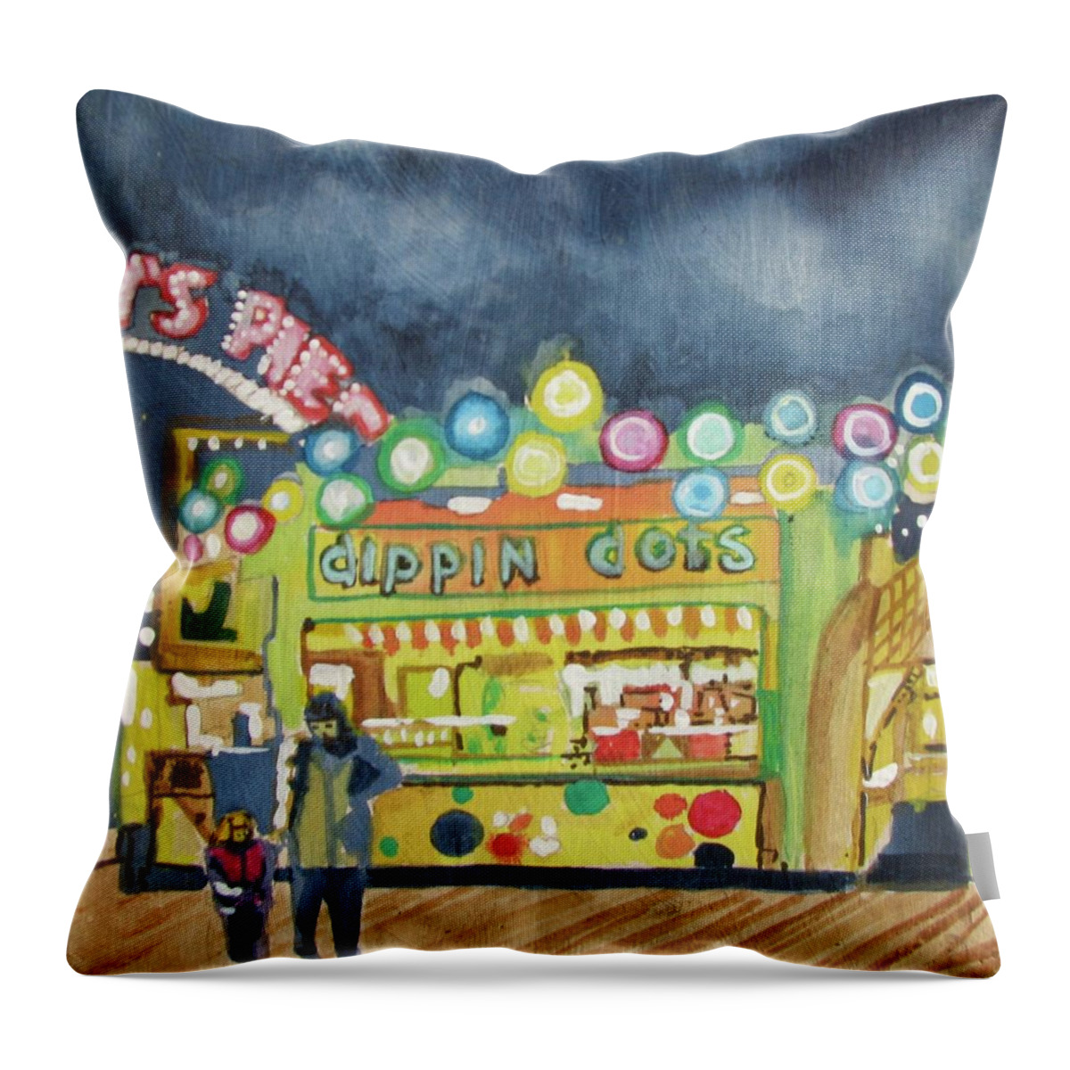 Amusements Throw Pillow featuring the painting Dippin the Dots by Patricia Arroyo