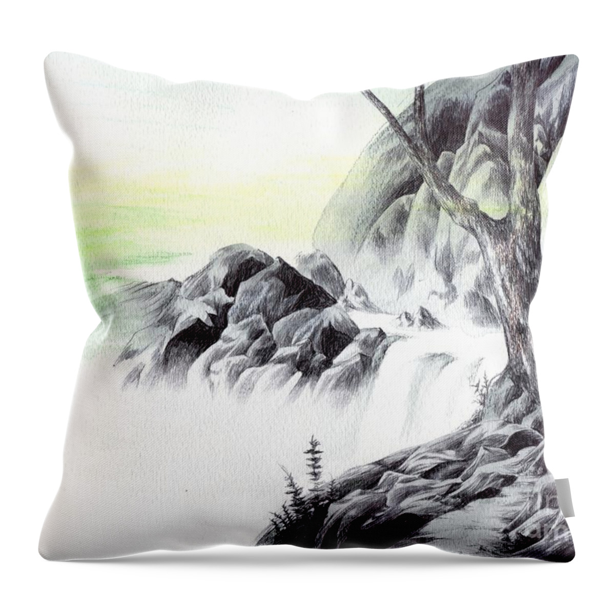 Pen Throw Pillow featuring the drawing Distance by Alice Chen
