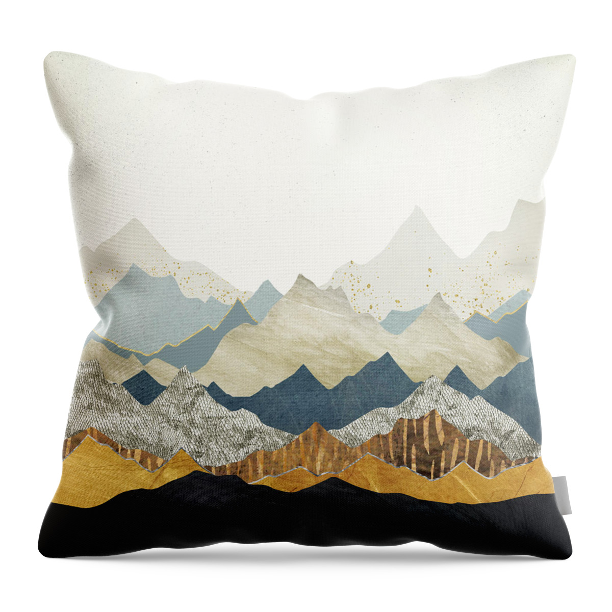 Mountains Throw Pillow featuring the digital art Distant Peaks by Spacefrog Designs