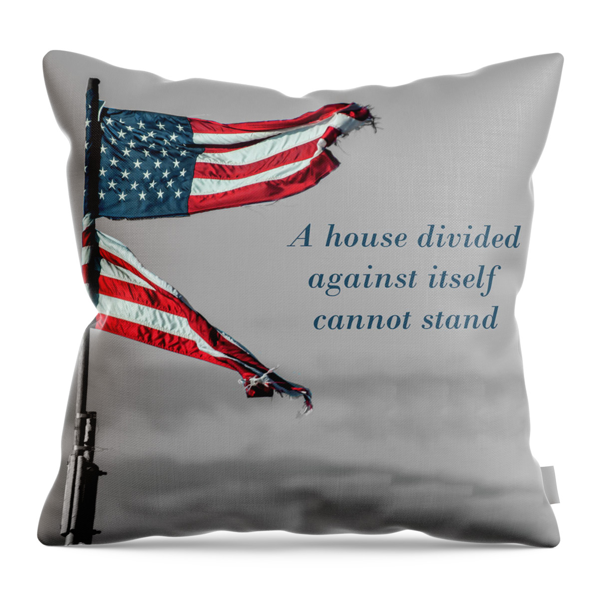 Flag Throw Pillow featuring the photograph Divided by Cathy Kovarik