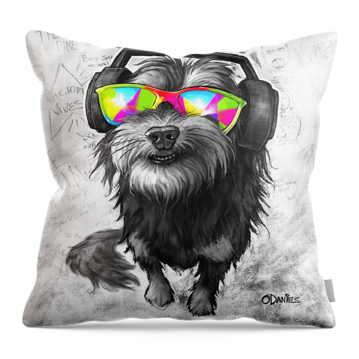 Pet Throw Pillow featuring the painting DJ Jasper by Sean ODaniels