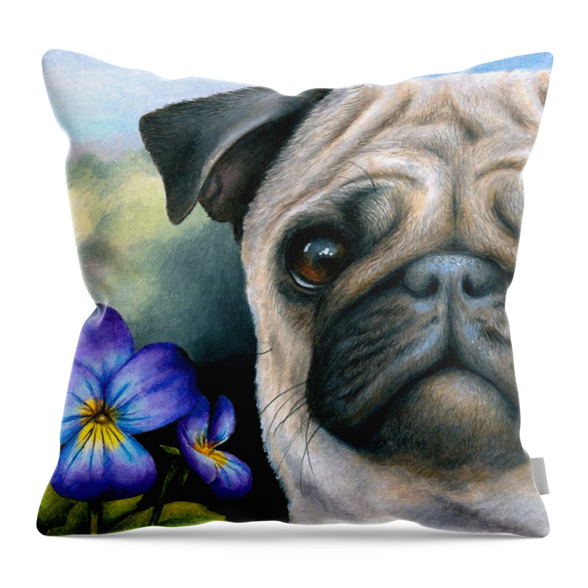 Dog Throw Pillow featuring the painting Dog #133 by Lucie Dumas