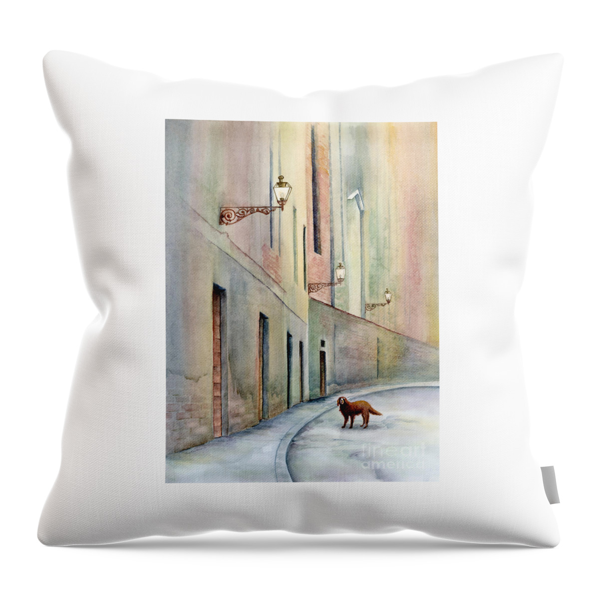 Paco Throw Pillow featuring the painting Dog Days of Vicenza by Amy Kirkpatrick