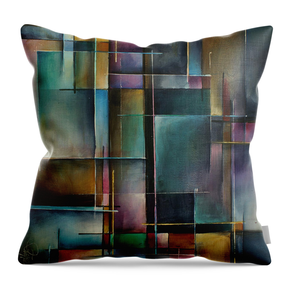 Abstract Throw Pillow featuring the painting Doorway to... by Michael Lang