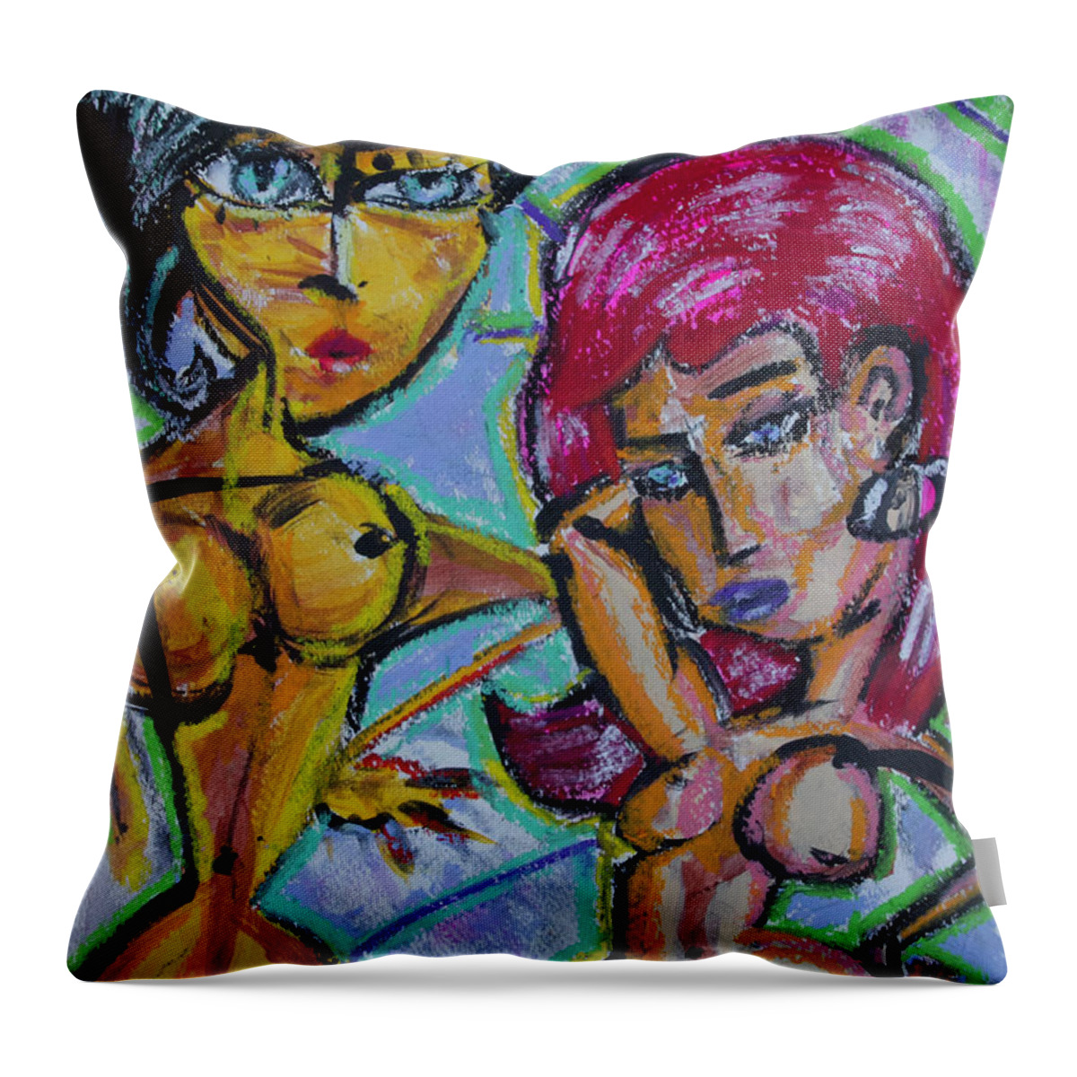 Julius Has Always Been Drawn To Throw Pillow featuring the painting Double Up by Julius Hannah