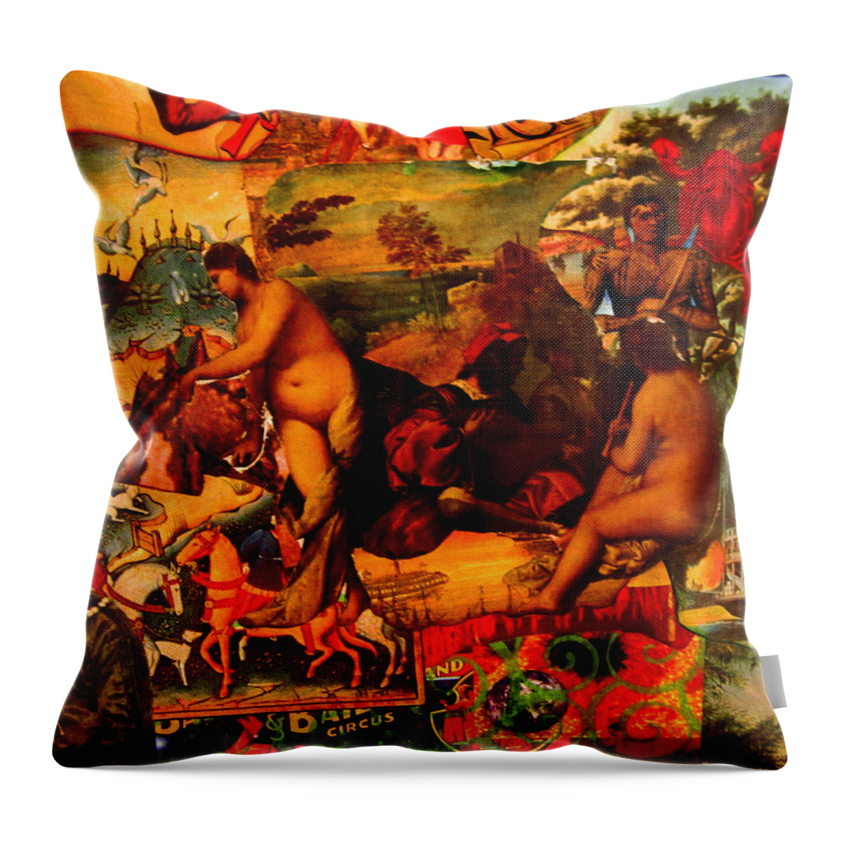  Throw Pillow featuring the painting Down By The River by Steve Fields