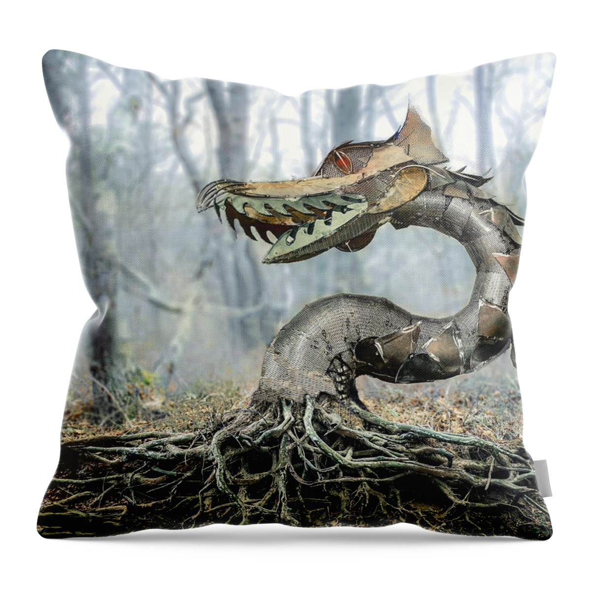Dragon Throw Pillow featuring the digital art Dragon Root by Rick Mosher