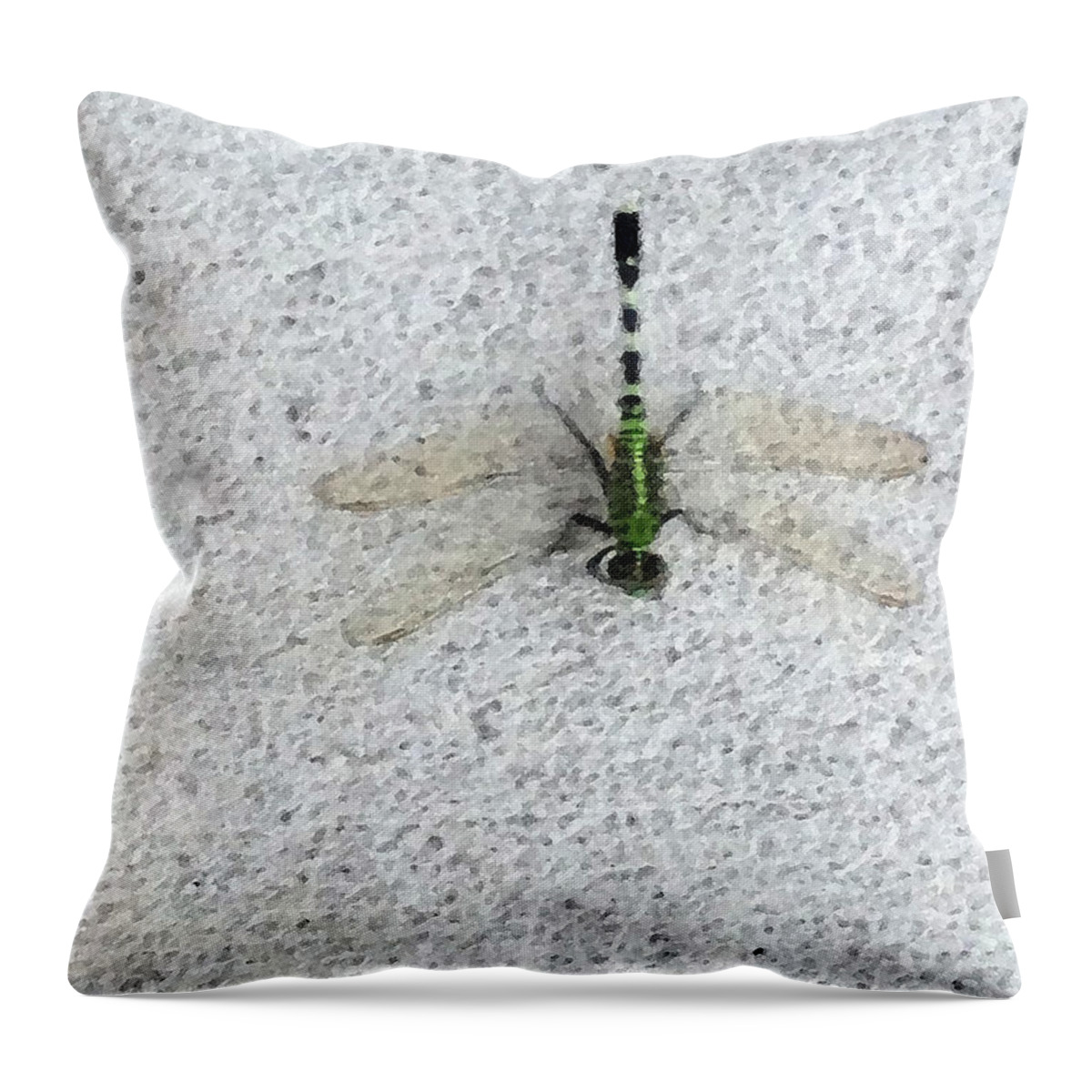 Dragonfly Throw Pillow featuring the painting Dragonfly by George Pedro