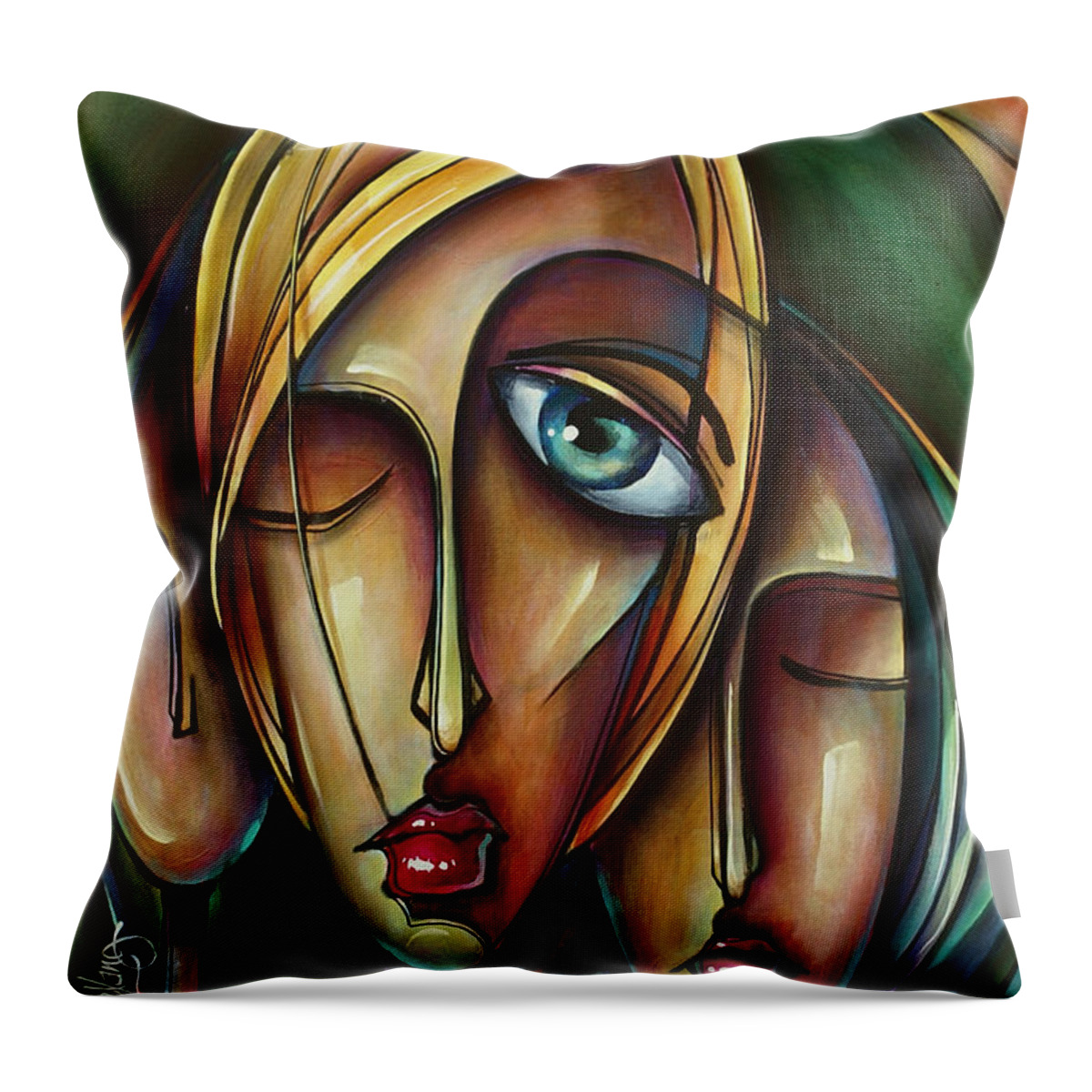 Urban Expressions Throw Pillow featuring the painting Dream Catchers by Michael Lang