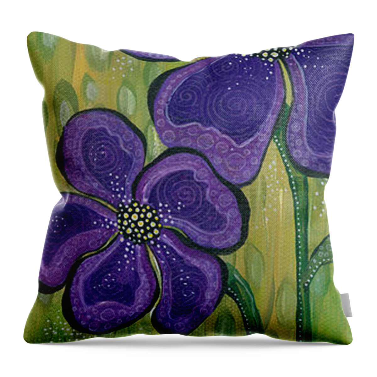 Purple Flowers Throw Pillow featuring the painting Dream by Tanielle Childers