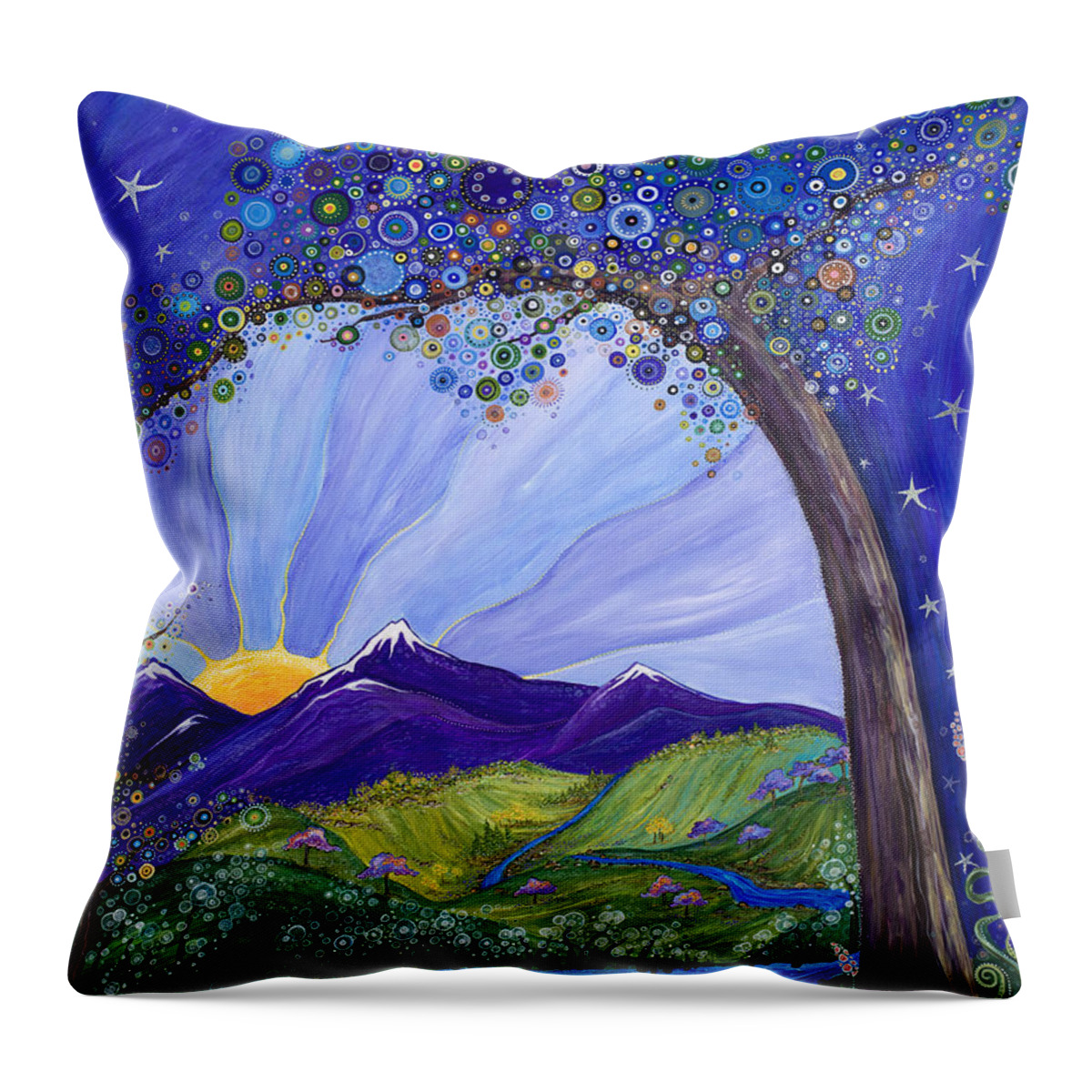 Moon Throw Pillow featuring the painting Dreaming Tree by Tanielle Childers