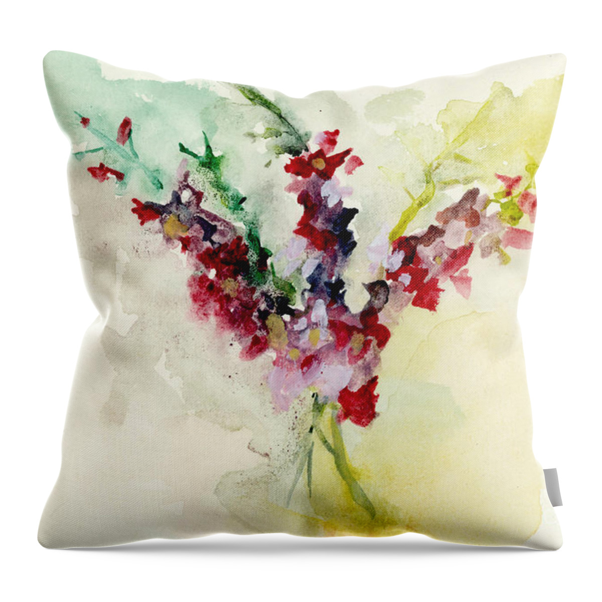 Bouquet Throw Pillow featuring the painting Dreamy Orchid Bouquet by Lauren Heller