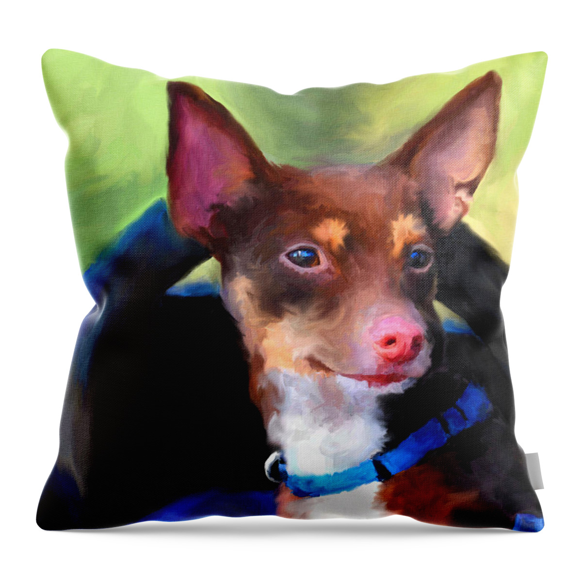 Rat Terrier Throw Pillow featuring the painting Driver's Seat by Jai Johnson
