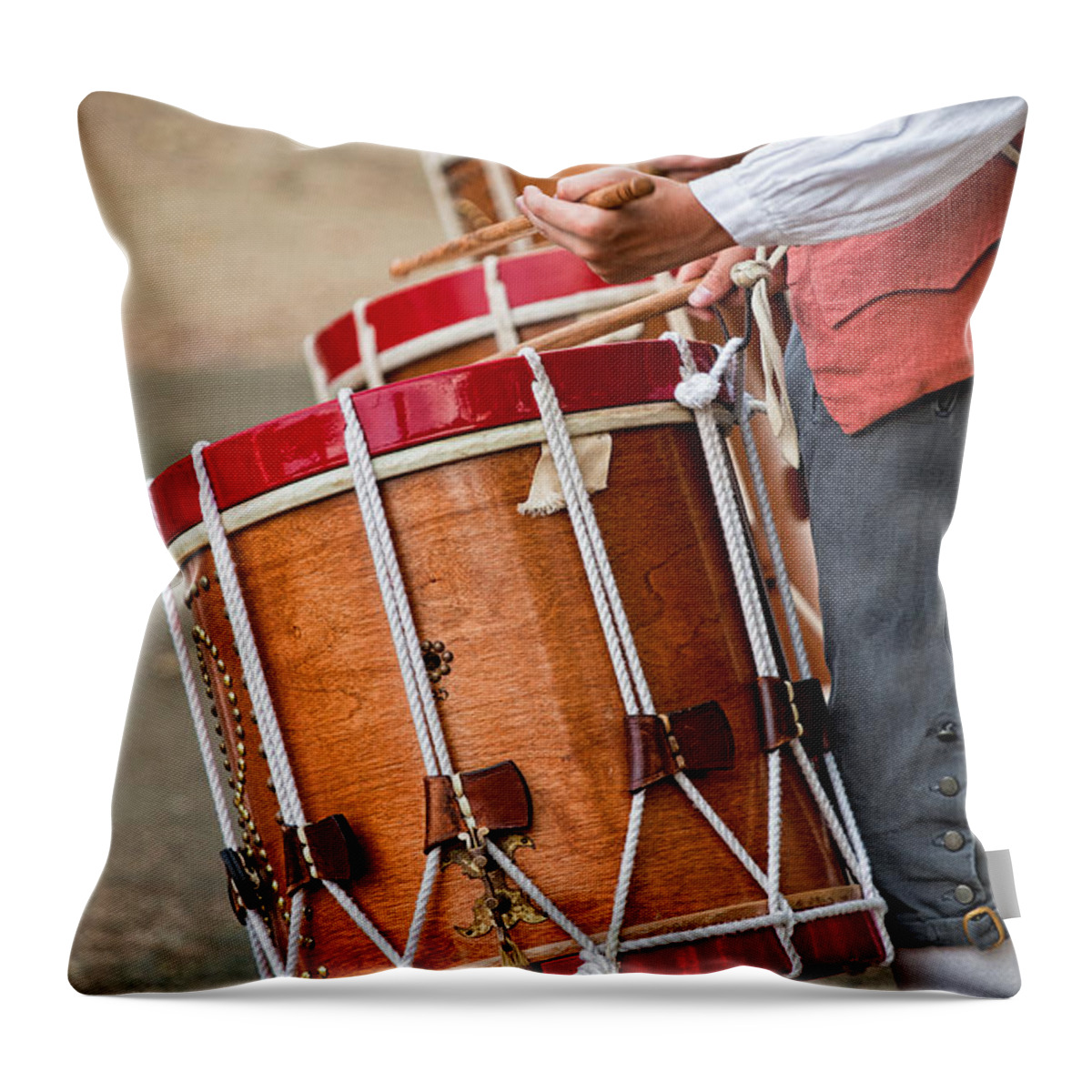 Music Throw Pillow featuring the photograph Drums Of The Revolution by Christopher Holmes