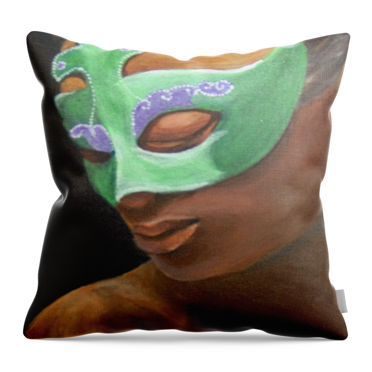 Poetry Throw Pillow featuring the painting Dunbar's Mask by Saundra Johnson