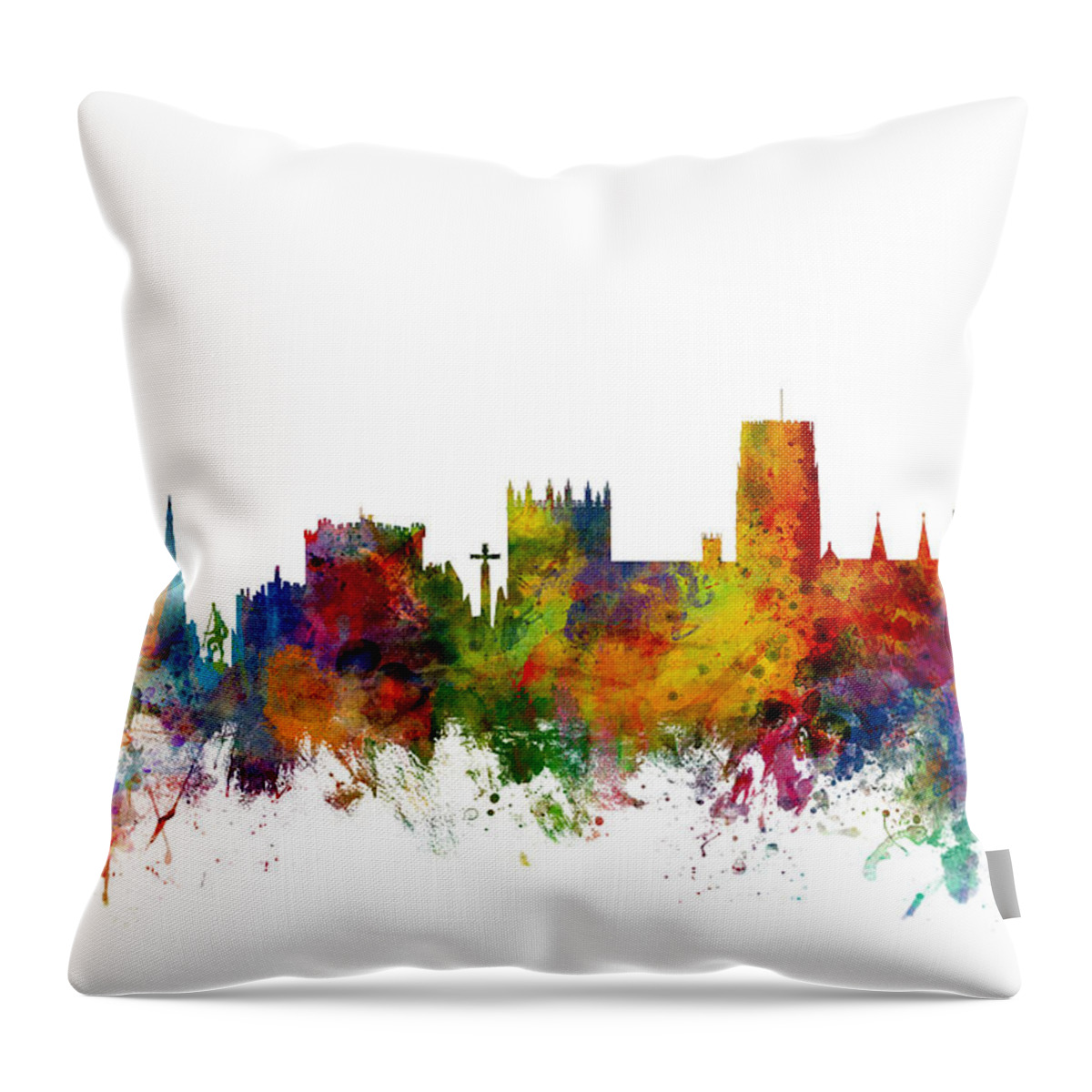 City Throw Pillow featuring the digital art Durham England Skyline Cityscape by Michael Tompsett