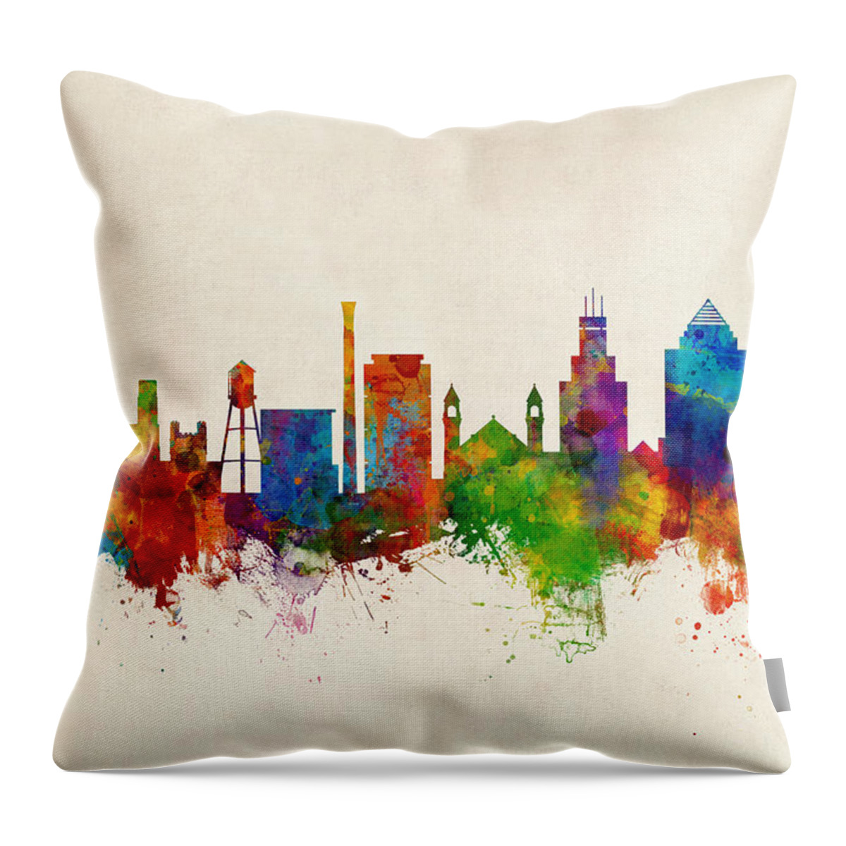 Durham Throw Pillow featuring the digital art Durham North Carolina Skyline by Michael Tompsett
