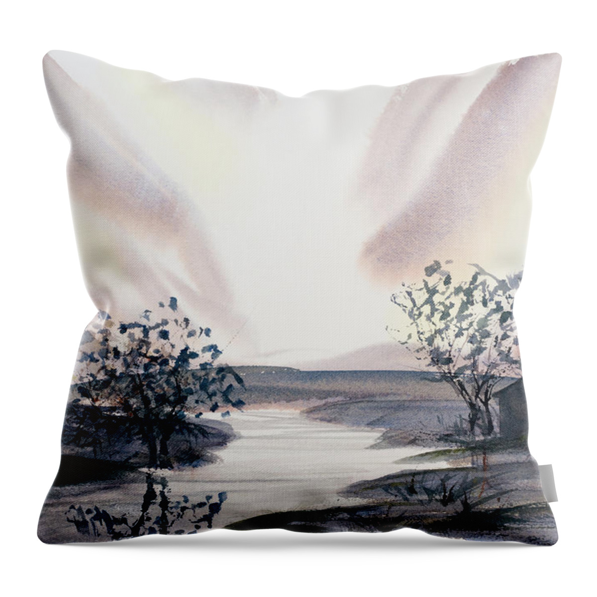 Australia Throw Pillow featuring the painting Dusk Creeping Up the River by Dorothy Darden
