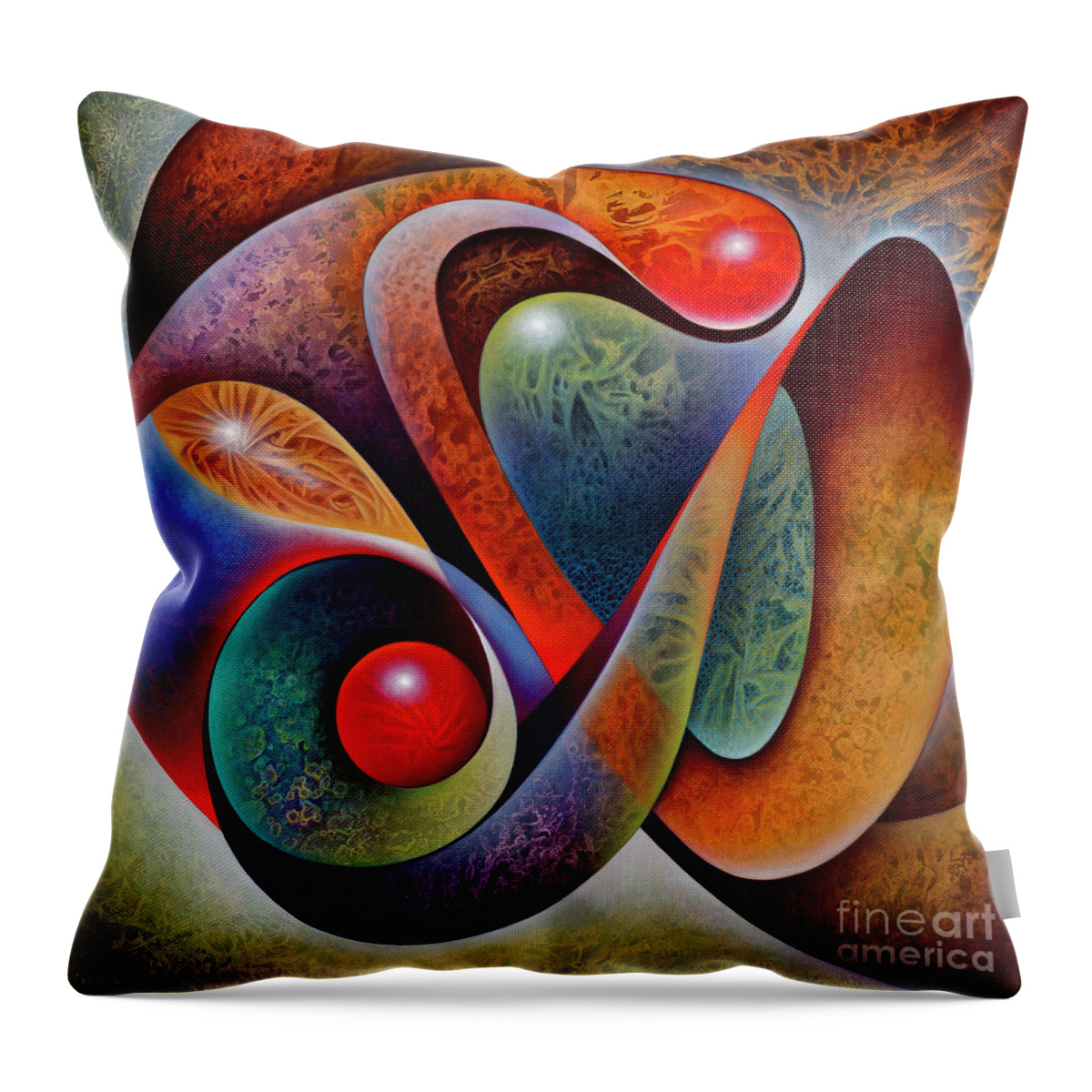 Dynamic-series Throw Pillow featuring the painting Dynamic Mantis by Ricardo Chavez-Mendez