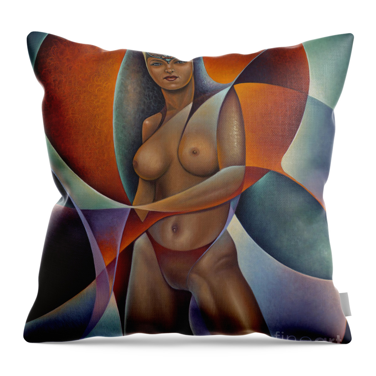 Queen Throw Pillow featuring the painting Dynamic Queen I by Ricardo Chavez-Mendez