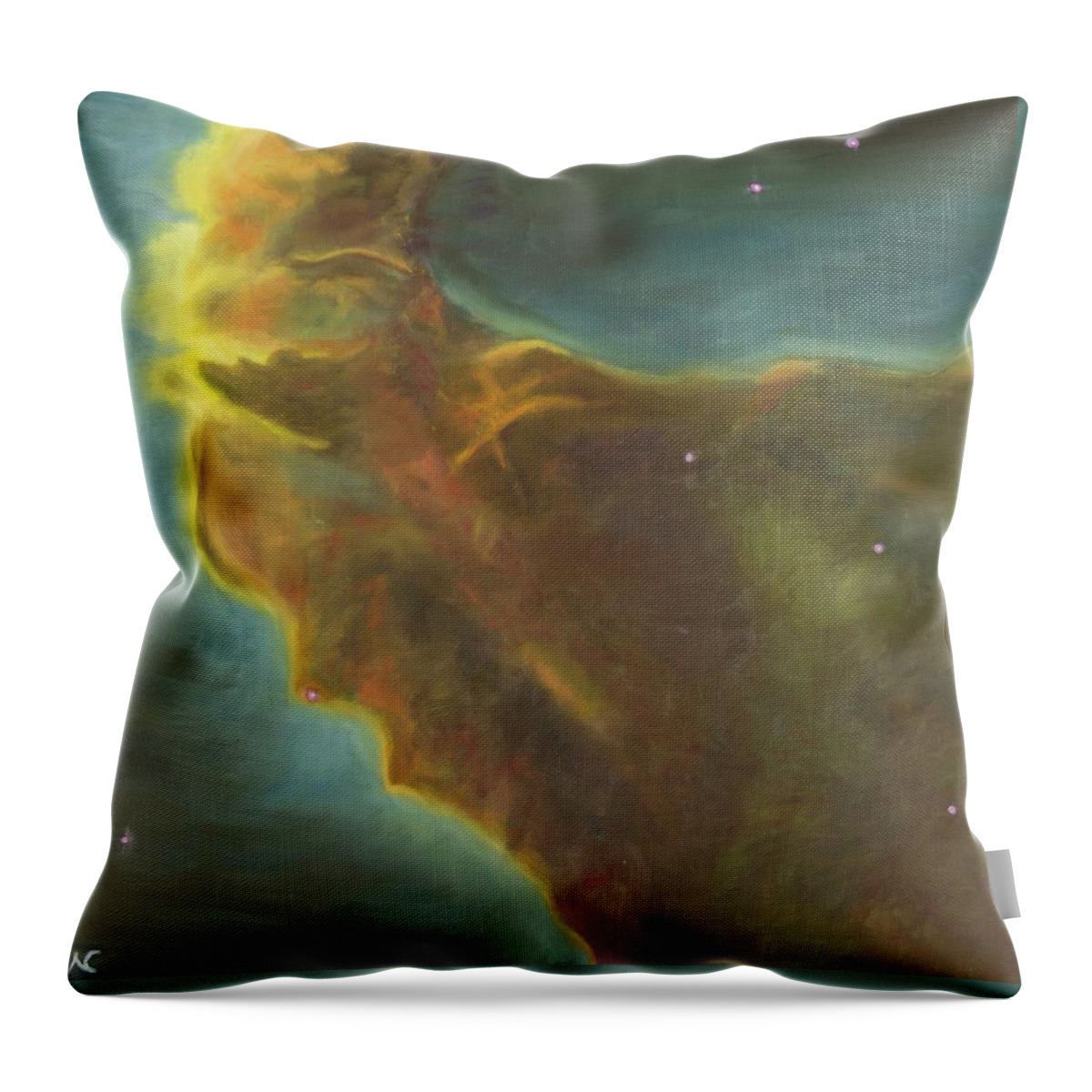 Nebula Throw Pillow featuring the painting Eagle Nebula by Neslihan Ergul Colley