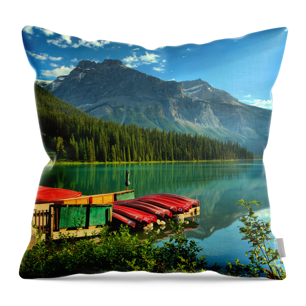 Emerald Lake Throw Pillow featuring the photograph Early Morning At Emerald Lake by Adam Jewell