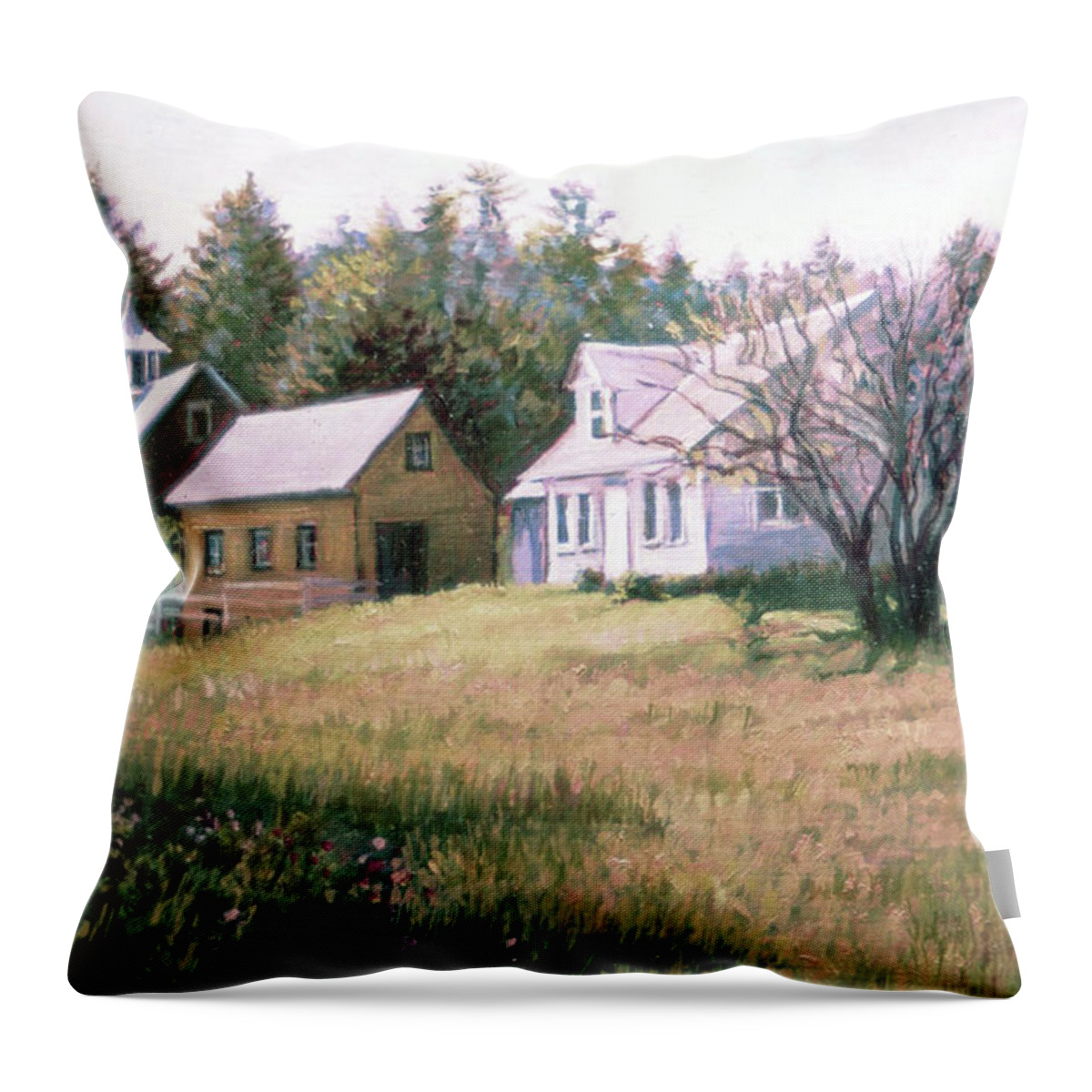 Farm Throw Pillow featuring the painting Early Morning Farm by Marie Witte
