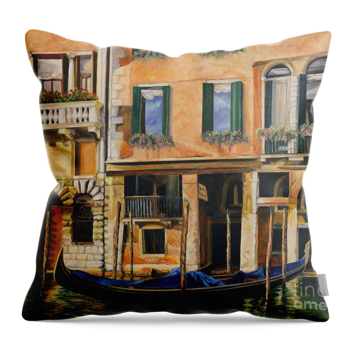Venice Painting Throw Pillow featuring the painting Early Morning in Venice by Charlotte Blanchard