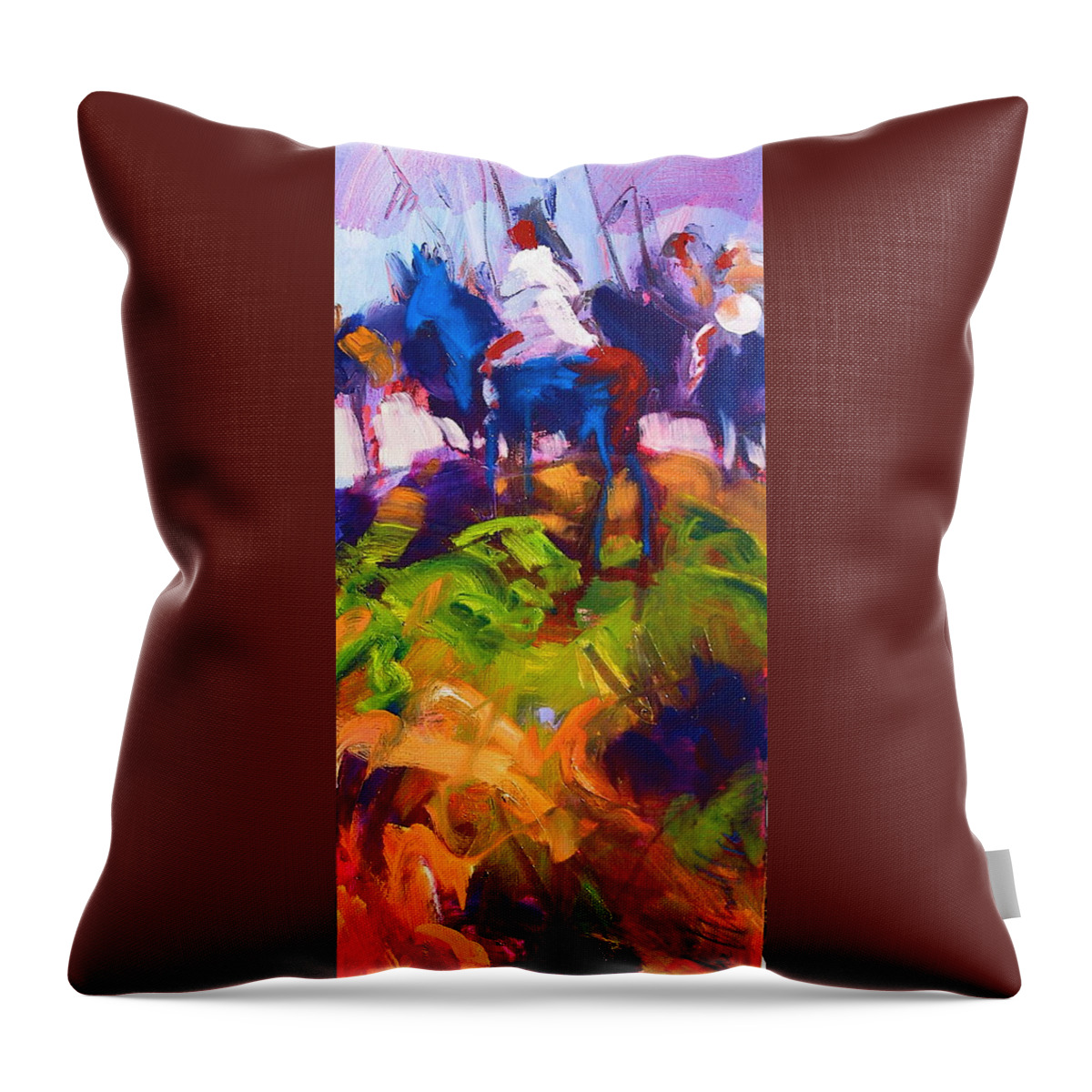 Indians Throw Pillow featuring the painting Earth People by Les Leffingwell