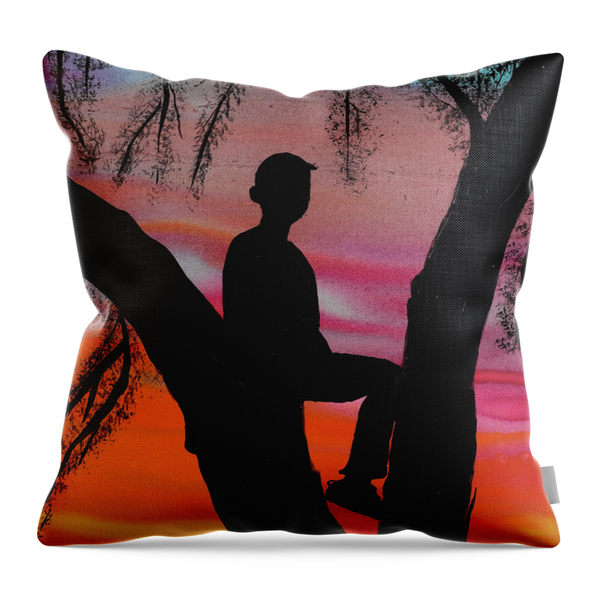 Sunset Throw Pillow featuring the painting East Trailridge by Eli Tynan
