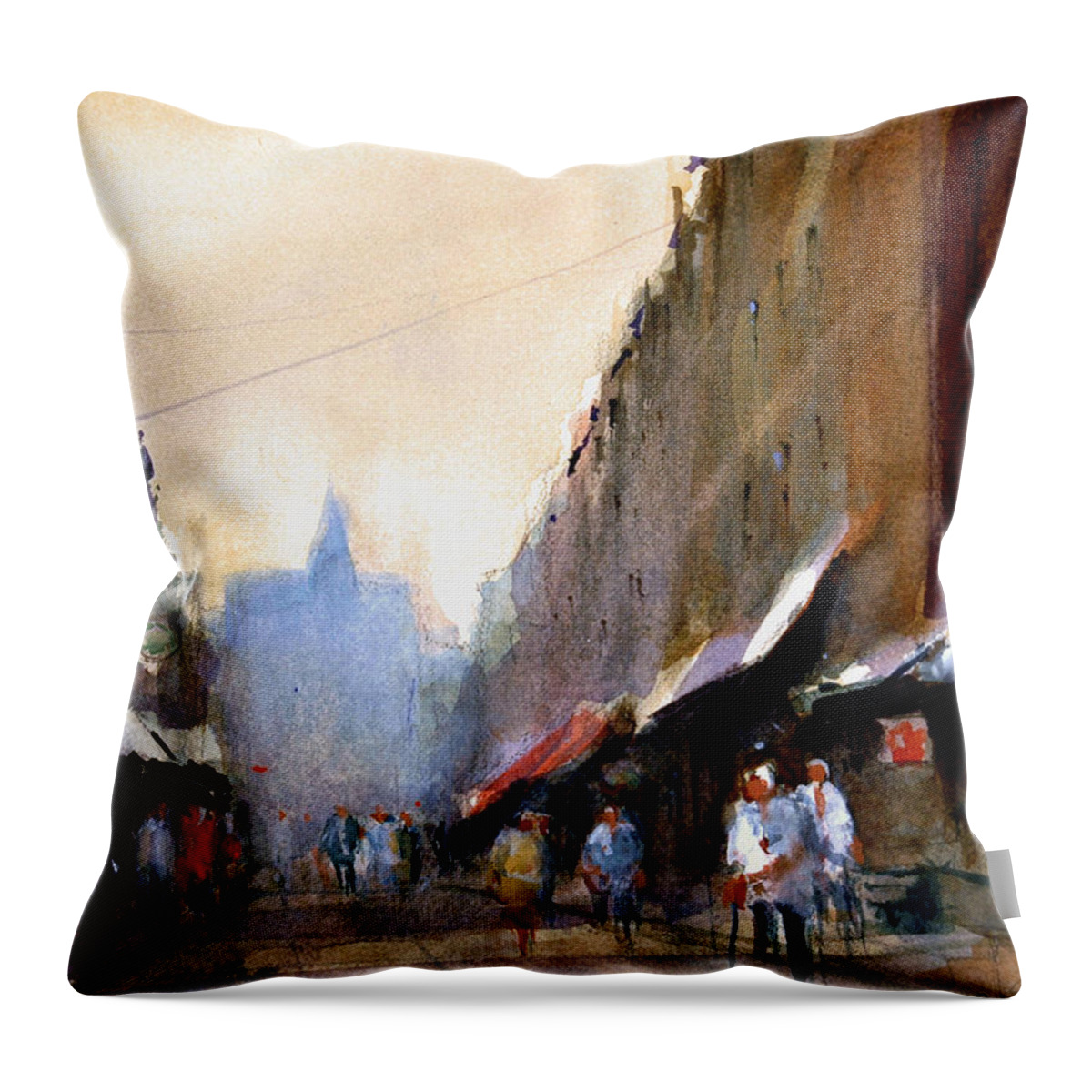 Cityscape Throw Pillow featuring the painting Eastside by Charles Rowland