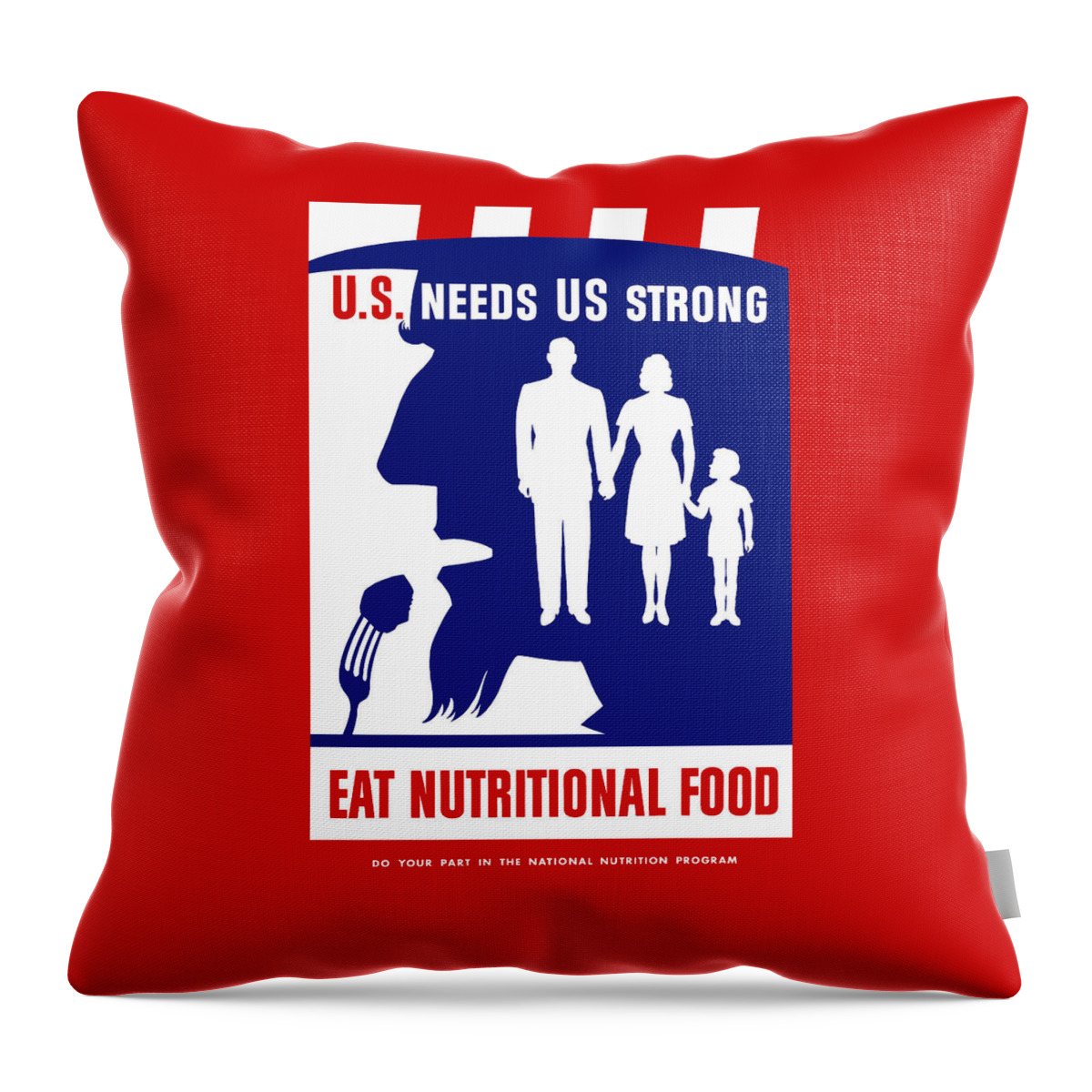 Uncle Sam Throw Pillow featuring the mixed media Uncle Sam - Eat Nutritional Food by War Is Hell Store