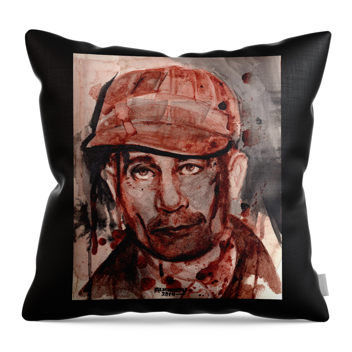 Ed Gein Throw Pillow featuring the painting Ed Gein by Ryan Almighty