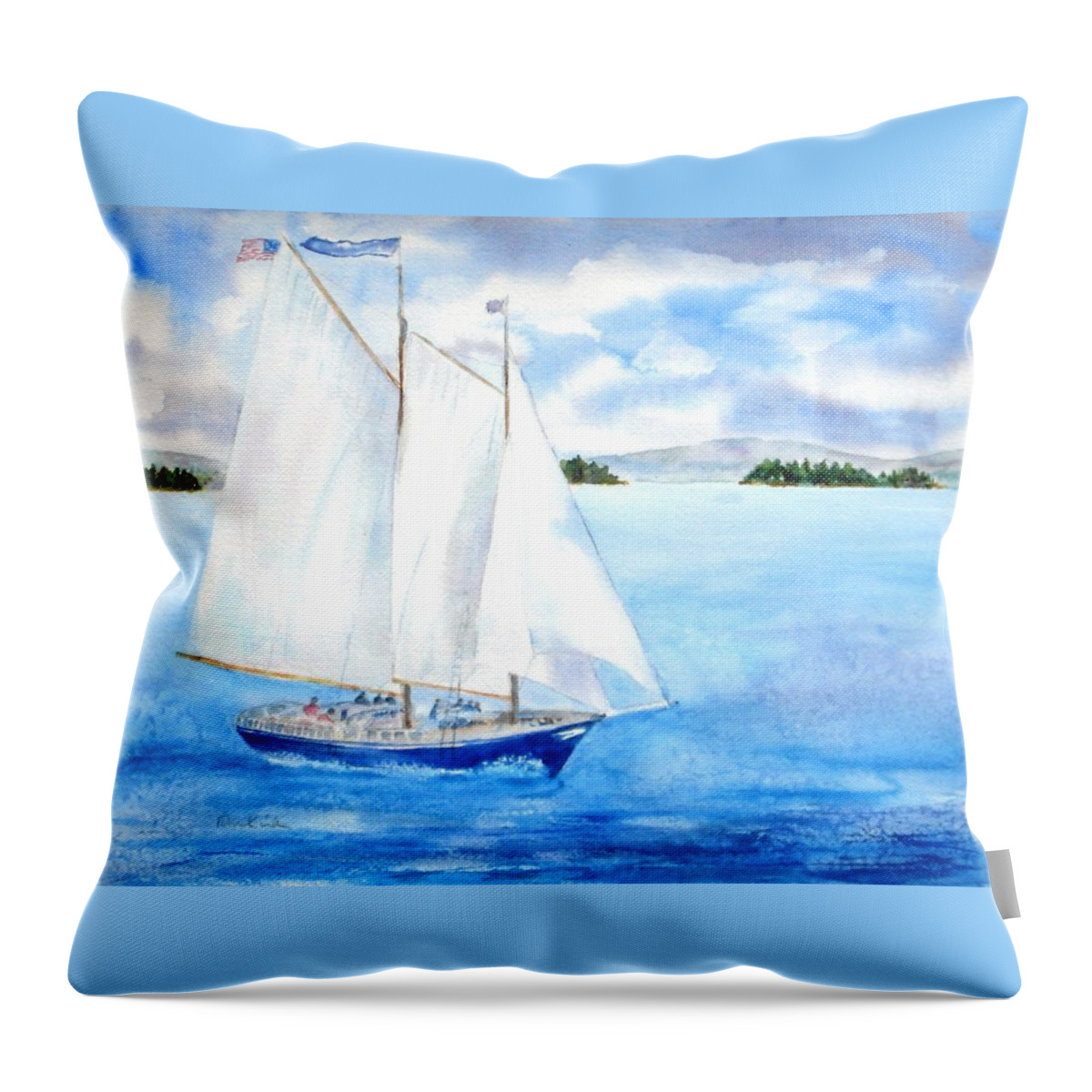 Sailing Throw Pillow featuring the painting Eggemoggin Cruise by Diane Kirk