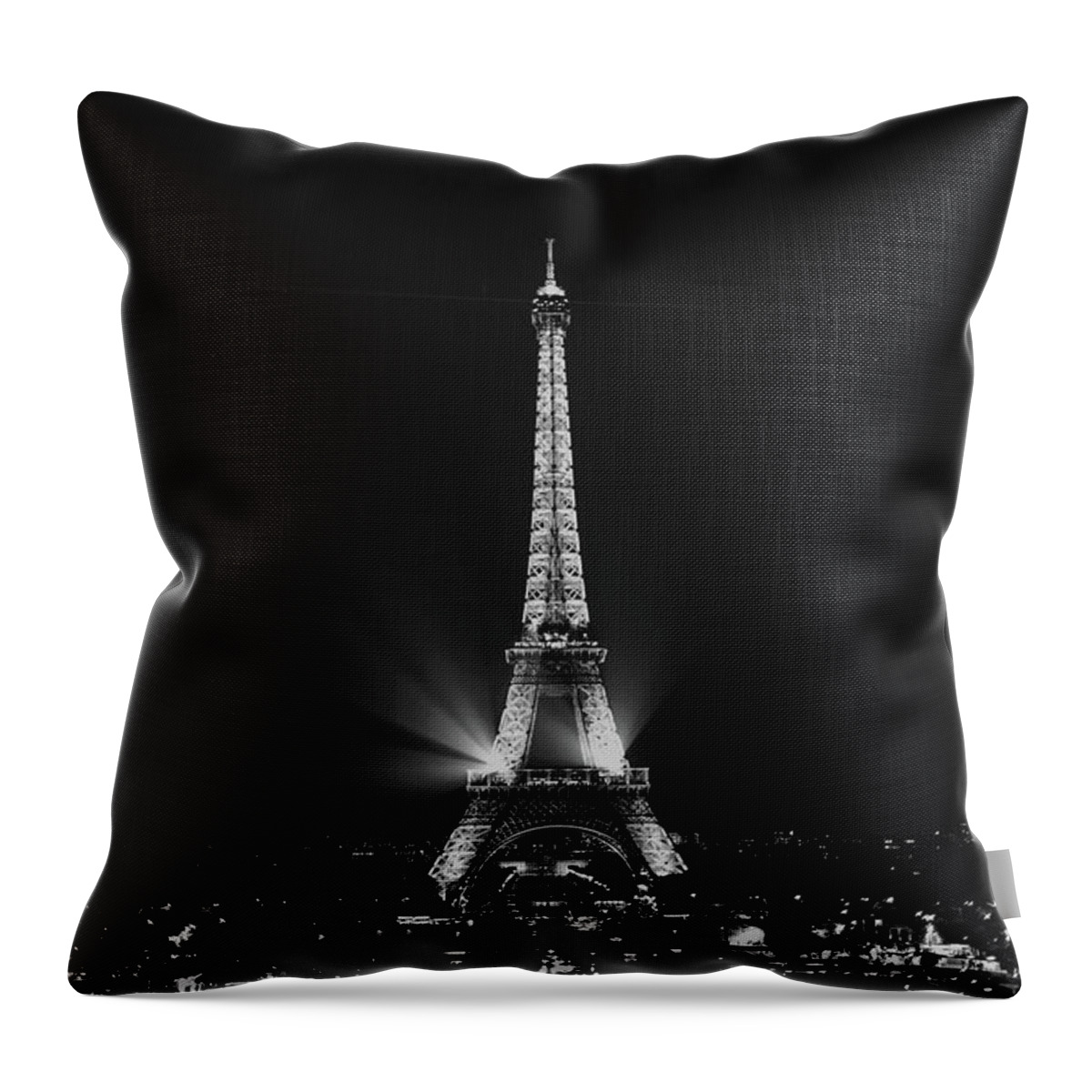 Eiffel Tower Throw Pillow featuring the photograph Eiffel Tower Noir by Melanie Alexandra Price