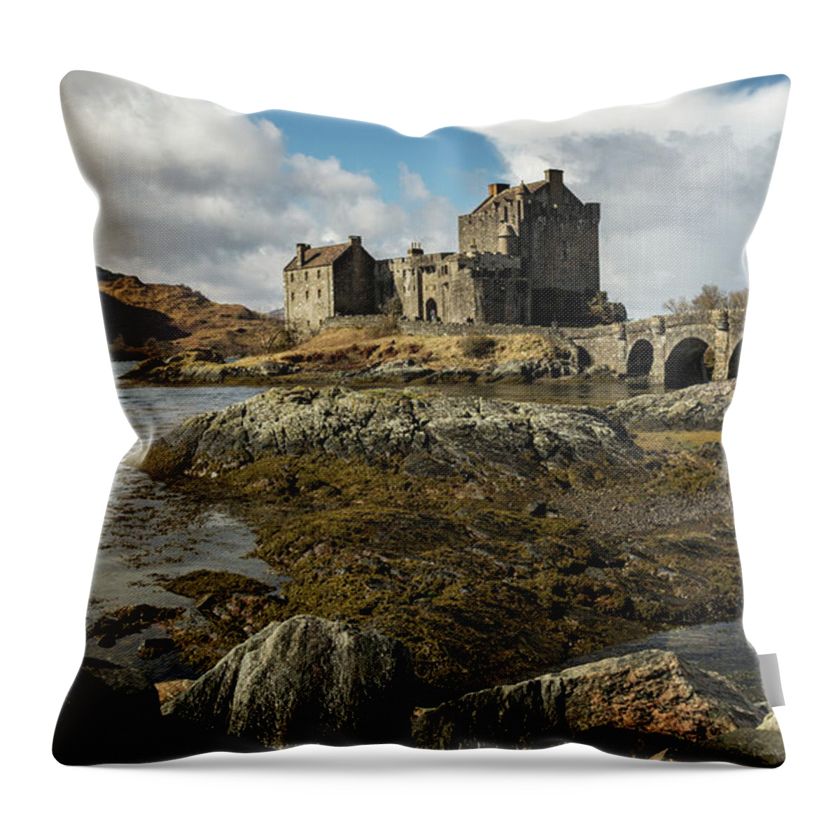 Eilean Donan Castle Throw Pillow featuring the photograph Eilean Donan Castle by Holly Ross